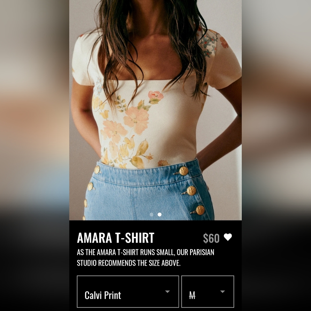 Sezane Amara T-shirt Calvi Print - Size M